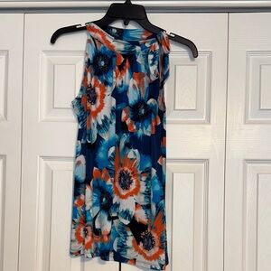 Style & Co. Floral Sleeveless Top - Blue and Orange